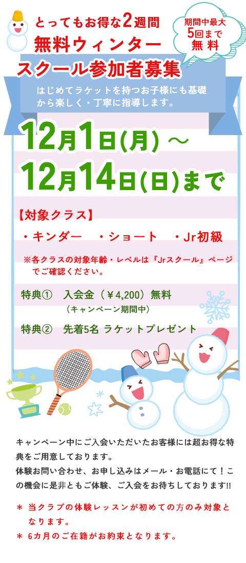 無料ウィンタースクール参加者募集